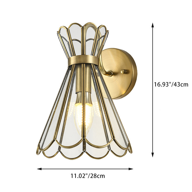 Retro Cone Full Copper Glass 1 - Light Wall Sconce Lamp