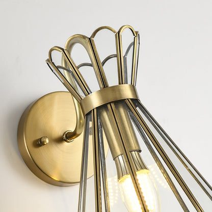 Retro Cone Full Copper Glass 1 - Light Wall Sconce Lamp