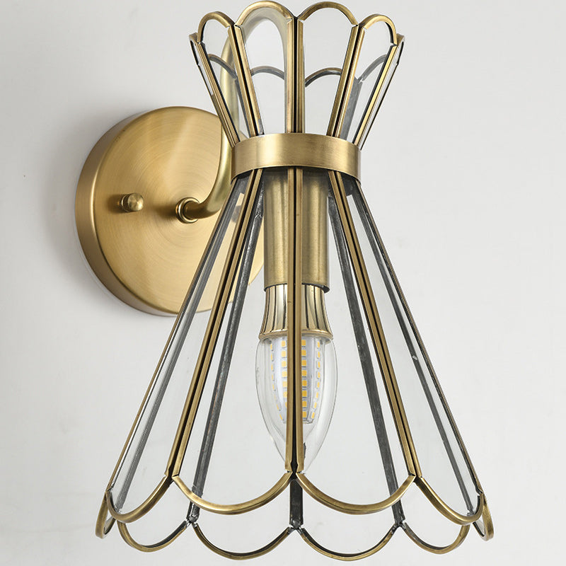 Retro Cone Full Copper Glass 1 - Light Wall Sconce Lamp