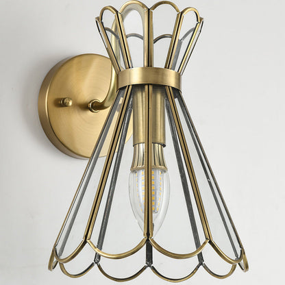 Retro Cone Full Copper Glass 1 - Light Wall Sconce Lamp