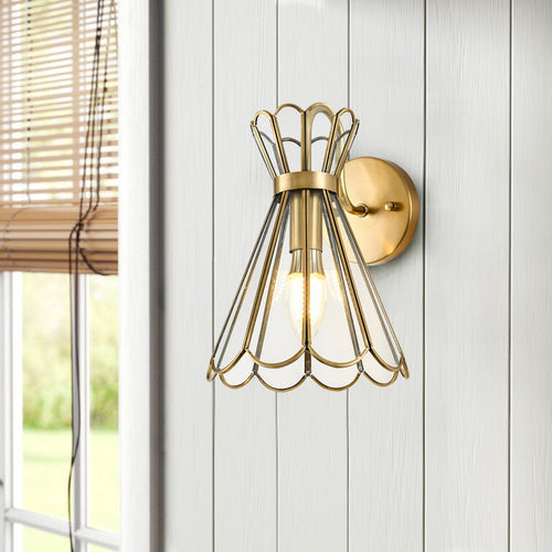 Retro Cone Full Copper Glass 1 - Light Wall Sconce Lamp