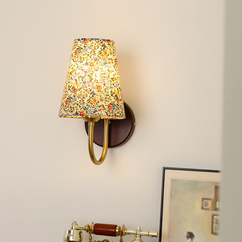 Flower PVC Fabric Lampshade 1- Light Wall Sconce Lamp