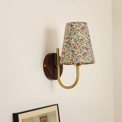Flower PVC Fabric Lampshade 1- Light Wall Sconce Lamp
