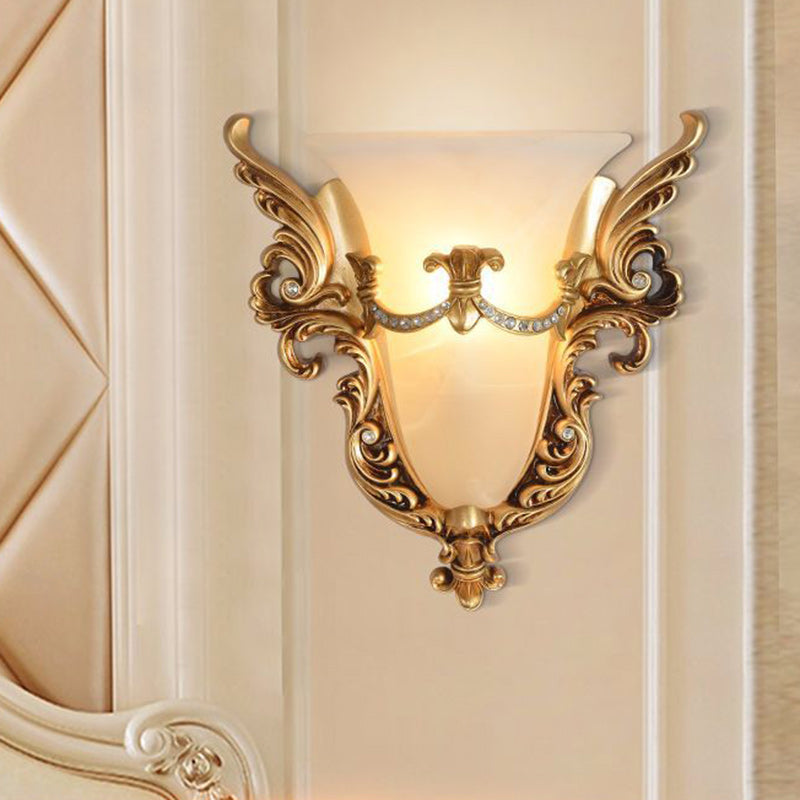 Resin Pattern Glass Lampshade 1 - Light Wall Sconce Lamp