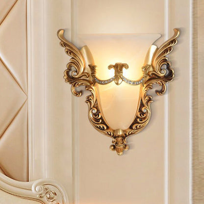 Resin Pattern Glass Lampshade 1 - Light Wall Sconce Lamp