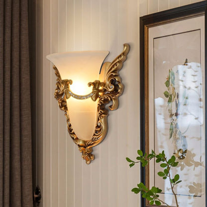 Resin Pattern Glass Lampshade 1 - Light Wall Sconce Lamp