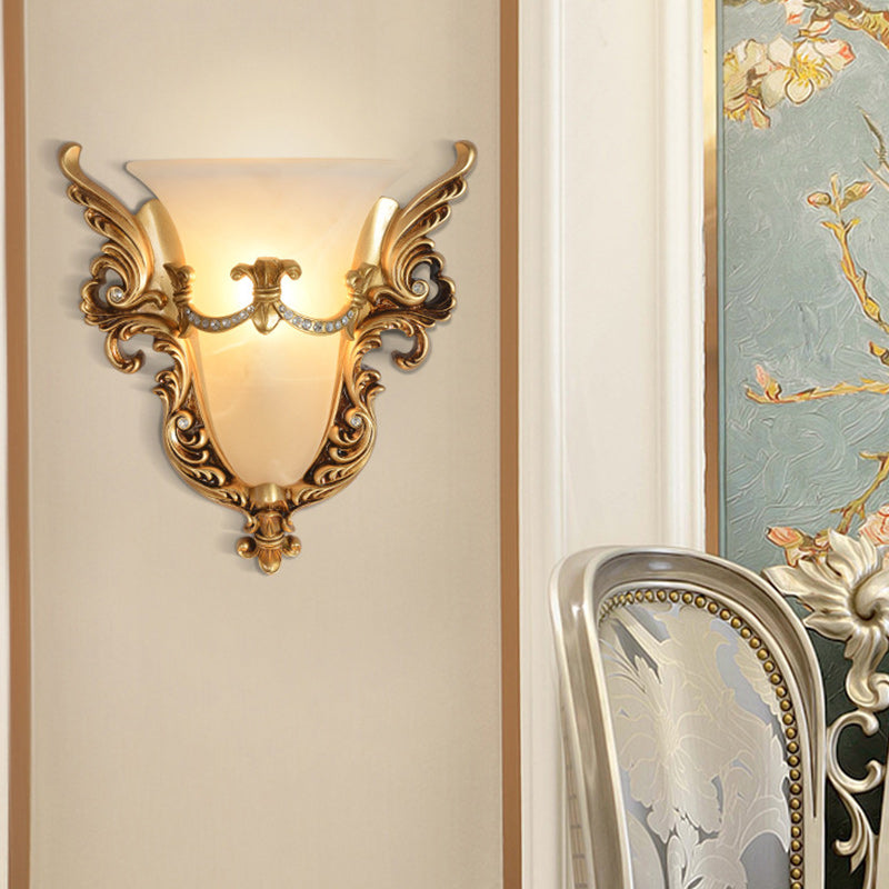 Resin Pattern Glass Lampshade 1 - Light Wall Sconce Lamp