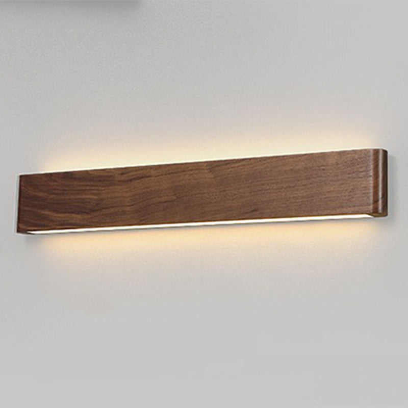 Rectangular Strip Aluminum Walnut PC LED Wall Sconce Lamp