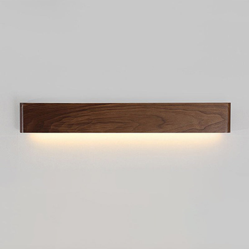 Rectangular Strip Aluminum Walnut PC LED Wall Sconce Lamp