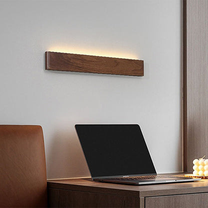 Rectangular Strip Aluminum Walnut PC LED Wall Sconce Lamp