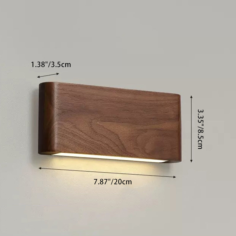 Rectangular Strip Aluminum Walnut PC LED Wall Sconce Lamp