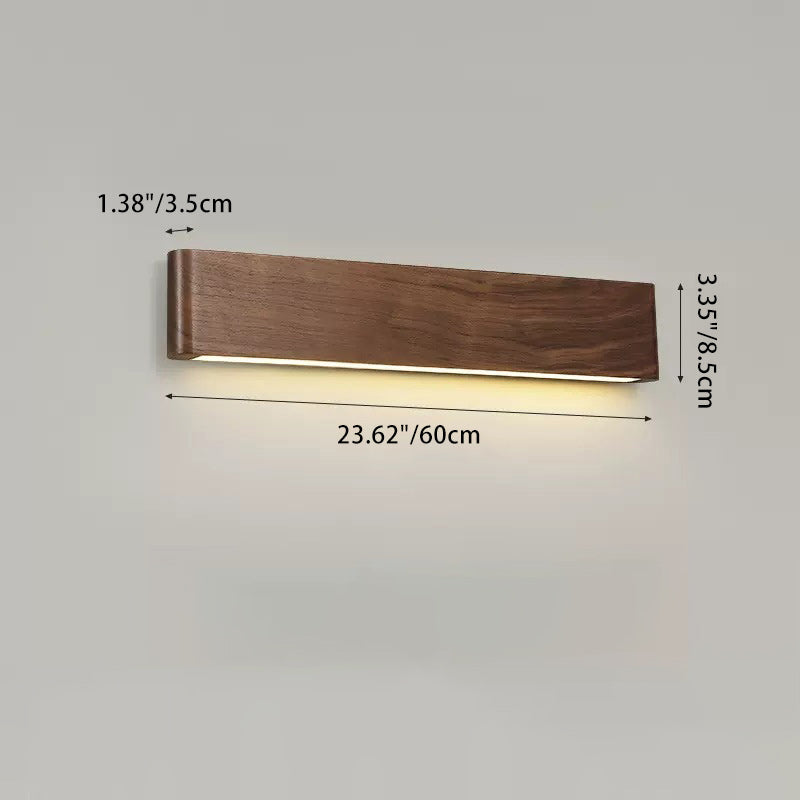 Rectangular Strip Aluminum Walnut PC LED Wall Sconce Lamp