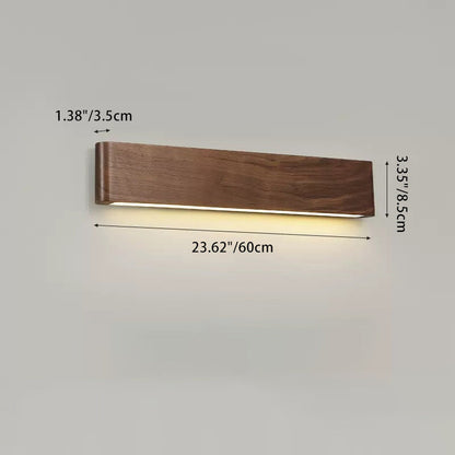 Rectangular Strip Aluminum Walnut PC LED Wall Sconce Lamp