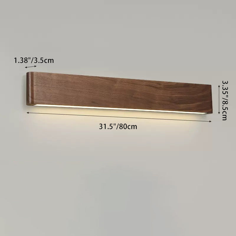 Rectangular Strip Aluminum Walnut PC LED Wall Sconce Lamp