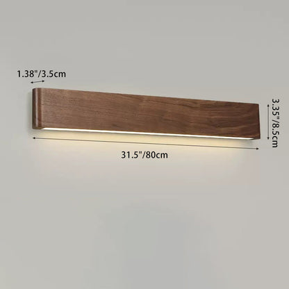 Rectangular Strip Aluminum Walnut PC LED Wall Sconce Lamp