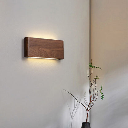 Rectangular Strip Aluminum Walnut PC LED Wall Sconce Lamp
