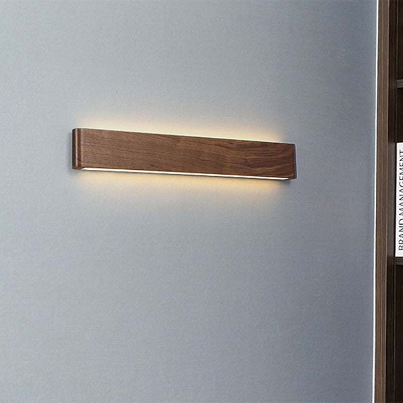 Rectangular Strip Aluminum Walnut PC LED Wall Sconce Lamp