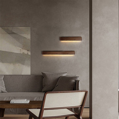 Rectangular Strip Aluminum Walnut PC LED Wall Sconce Lamp