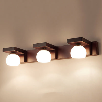 Contemporary Nordic Rectangle Solid Wood Glass 2/3 - Light Vanity Light Mirror Front Wall Sconce Lamp For Bathroom