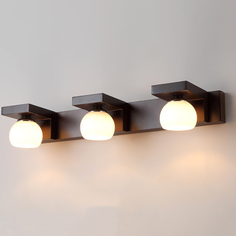 Contemporary Nordic Rectangle Solid Wood Glass 2/3 - Light Vanity Light Mirror Front Wall Sconce Lamp For Bathroom