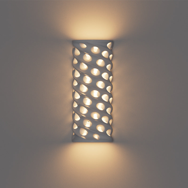 Cylinder Ceramics Lampshade Waterproof LED Wall Sconce Lamp