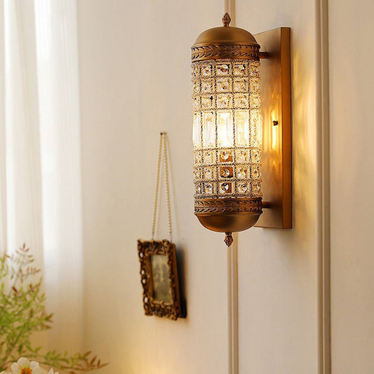 French Iron Crystal Lampshade 1 - Light Wall Sconce Lamp