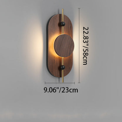 Deco Oval Solid Wood Iron Splicing LED Wall Sconce Lamp