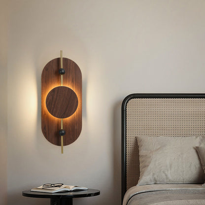 Deco Oval Solid Wood Iron Splicing LED Wall Sconce Lamp