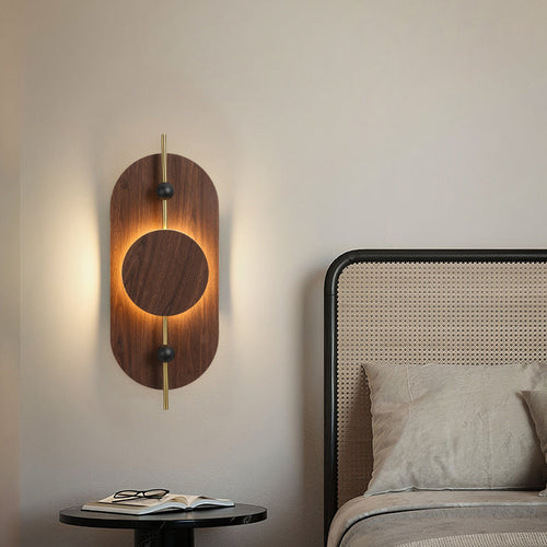Deco Oval Solid Wood Iron Splicing LED Wall Sconce Lamp