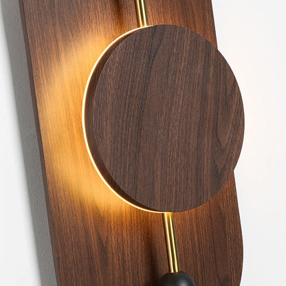 Deco Oval Solid Wood Iron Splicing LED Wall Sconce Lamp