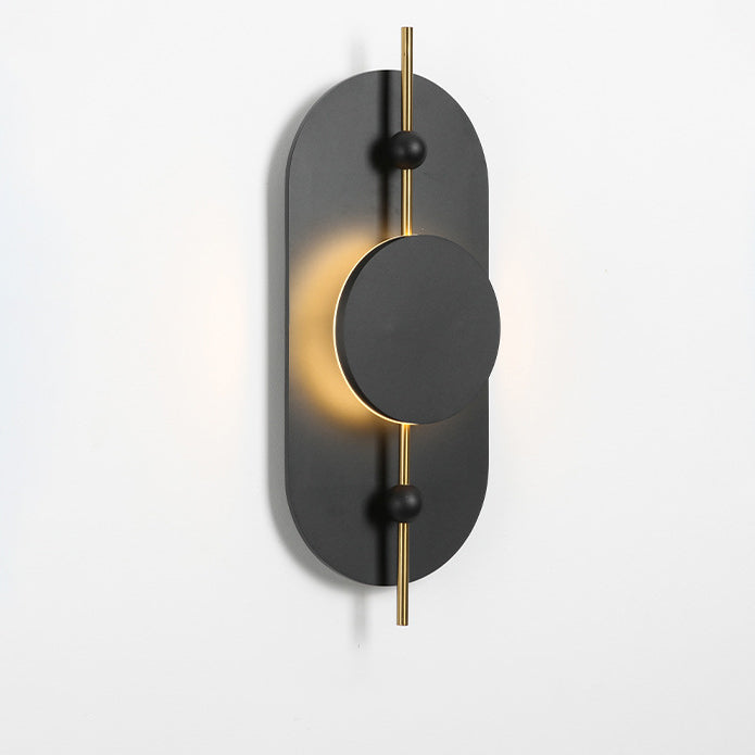Deco Oval Solid Wood Iron Splicing LED Wall Sconce Lamp