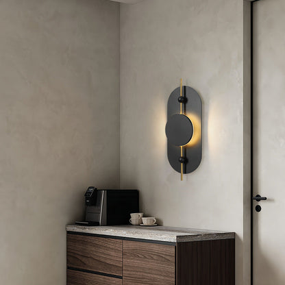 Deco Oval Solid Wood Iron Splicing LED Wall Sconce Lamp
