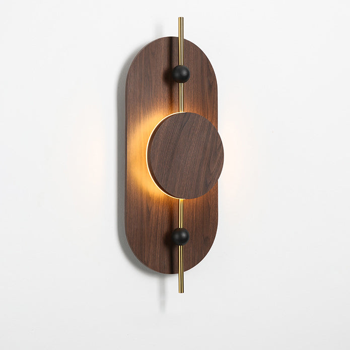 Deco Oval Solid Wood Iron Splicing LED Wall Sconce Lamp