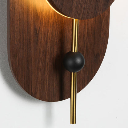 Deco Oval Solid Wood Iron Splicing LED Wall Sconce Lamp