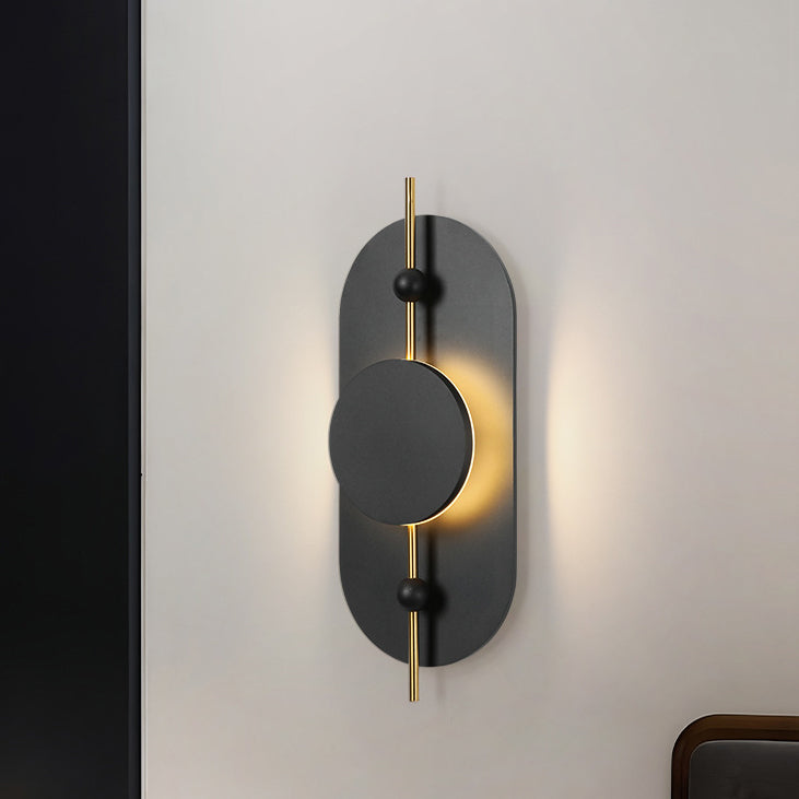 Deco Oval Solid Wood Iron Splicing LED Wall Sconce Lamp