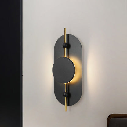 Deco Oval Solid Wood Iron Splicing LED Wall Sconce Lamp
