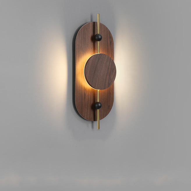 Deco Oval Solid Wood Iron Splicing LED Wall Sconce Lamp