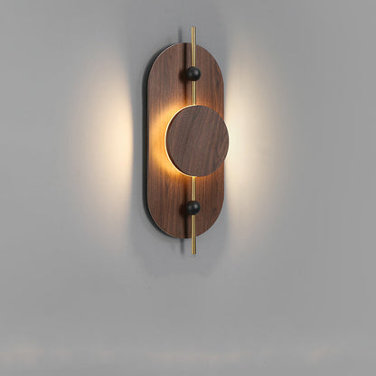 Deco Oval Solid Wood Iron Splicing LED Wall Sconce Lamp