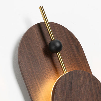 Deco Oval Solid Wood Iron Splicing LED Wall Sconce Lamp