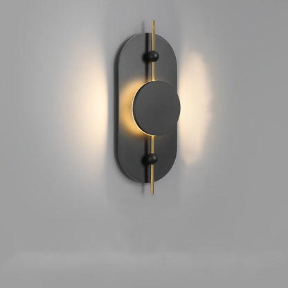 Deco Oval Solid Wood Iron Splicing LED Wall Sconce Lamp