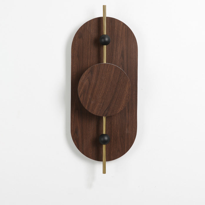 Deco Oval Solid Wood Iron Splicing LED Wall Sconce Lamp