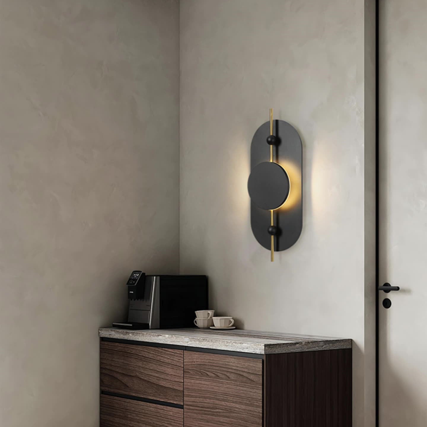 Deco Oval Solid Wood Iron Splicing LED Wall Sconce Lamp