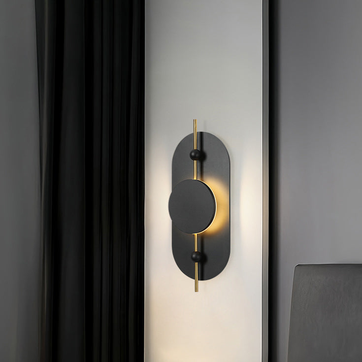 Deco Oval Solid Wood Iron Splicing LED Wall Sconce Lamp