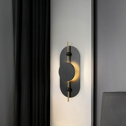 Deco Oval Solid Wood Iron Splicing LED Wall Sconce Lamp