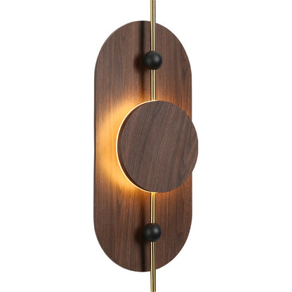 Deco Oval Solid Wood Iron Splicing LED Wall Sconce Lamp