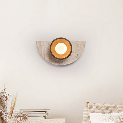 Japanese Solid Wood Glass 1 - Light Wall Sconce Lamp