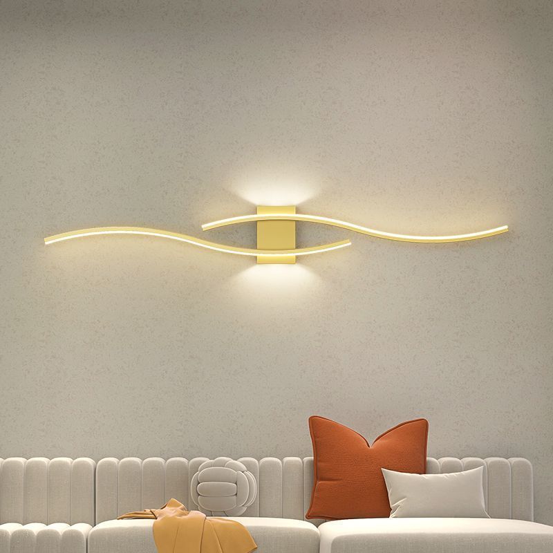 Minimalist Long Curve Iron Acrylic LED Wall Sconce Lamp