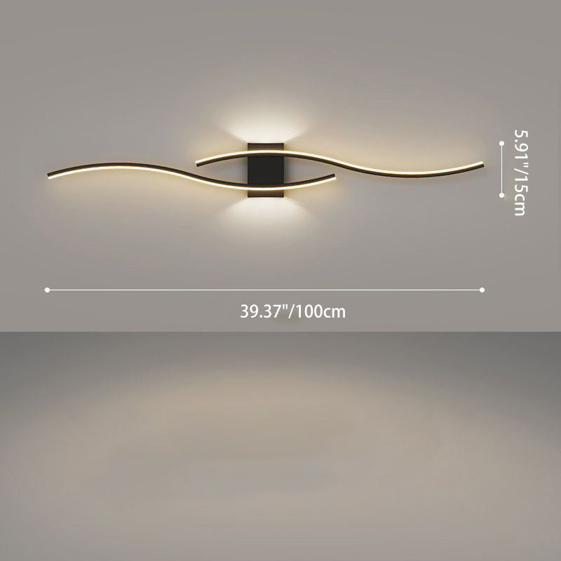 Minimalist Long Curve Iron Acrylic LED Wall Sconce Lamp