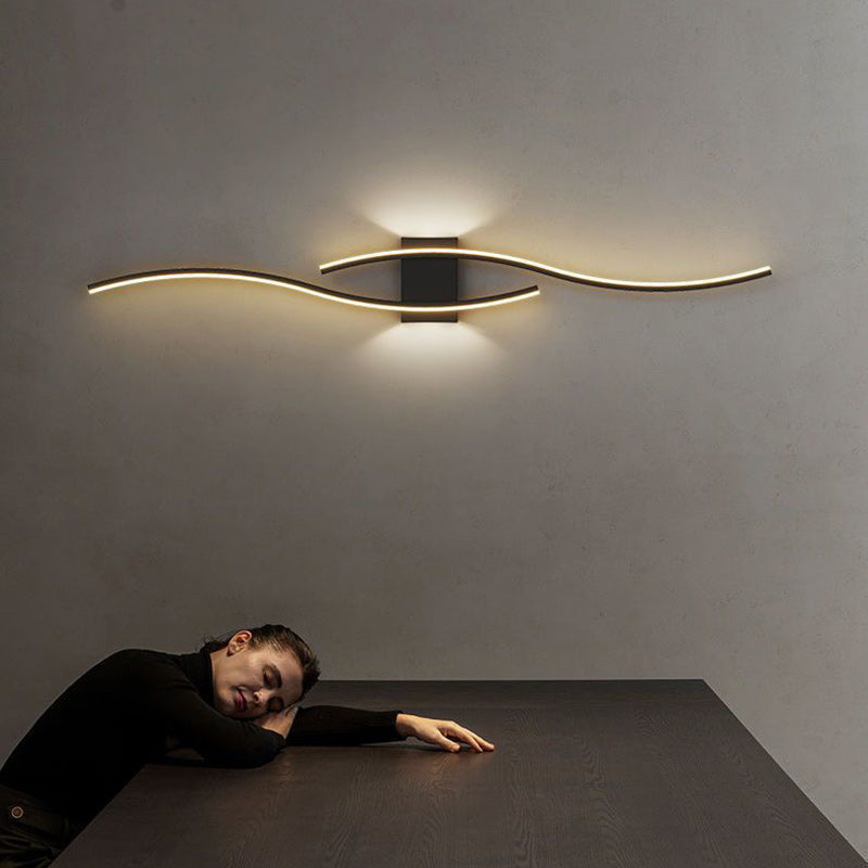 Minimalist Long Curve Iron Acrylic LED Wall Sconce Lamp