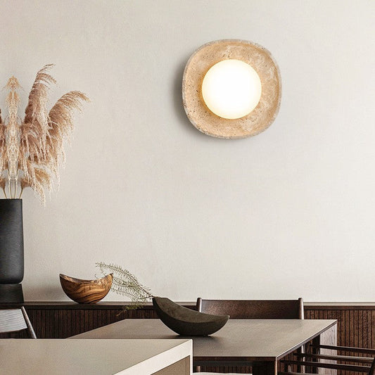 Japanese Travertine Rotational Molding LED Wall Sconce Lamp